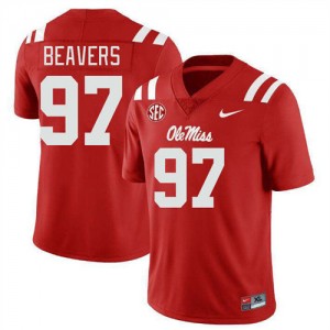 Kamron Beavers Ole Miss #97 Replica Men College Football Jersey - Red