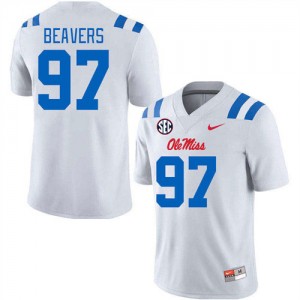 Kamron Beavers Ole Miss Rebels High School College Football #97 Men's Jersey - White