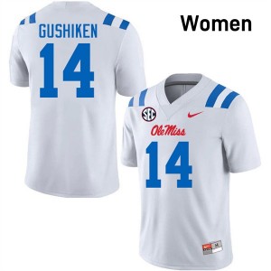 Kapena Gushiken Ole Miss Replica #14 College Football Women Jersey - White