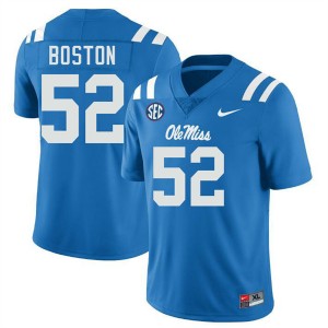 Kenneth Boston Rebels #52 Replica College Football Men Jerseys - Powder Blue