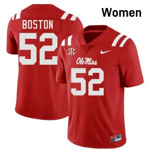 Kenneth Boston Rebels Womens Alumni #52 College Football Jerseys - Red