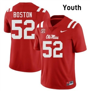 Kenneth Boston Ole Miss Rebels Youth #52 College Football Game Jerseys - Red