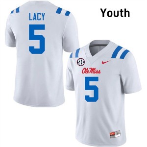 Kewan Lacy Rebels Limited College Football #5 Youth Jerseys - White