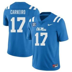 Lucas Carneiro Ole Miss College Football Men NCAA #17 Jerseys - Powder Blue