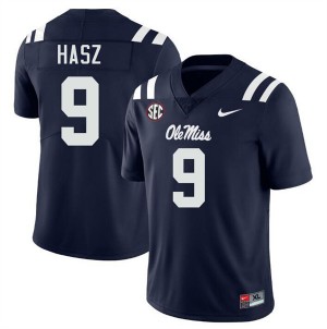 Luke Hasz Ole Mississippi Rebels College Football Men #9 Stitched Jersey - Navy