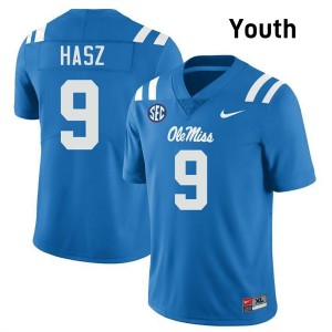 Luke Hasz Mississippi #9 College Football 2025-26 Youth Jerseys - Powder Blue