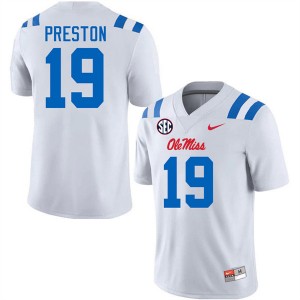 MJ Preston Mississippi #19 Player Men College Football Jersey - White