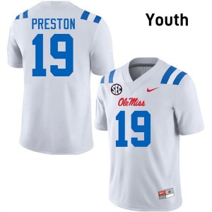 MJ Preston Ole Miss Rebels #19 College Football Youth Replica Jerseys - White
