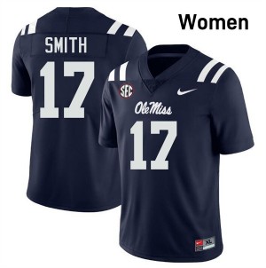 Maealiuaki Smith Mississippi #17 Embroidery Women's College Football Jersey - Navy