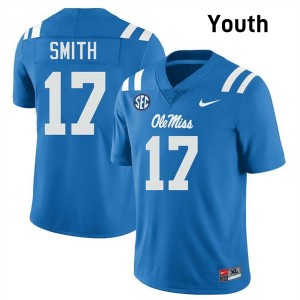 Maealiuaki Smith Ole Mississippi Rebels College Football #17 Replica Youth Jersey - Powder Blue