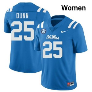 Maison Dunn Ole Miss College Football #25 Women's Embroidery Jersey - Powder Blue