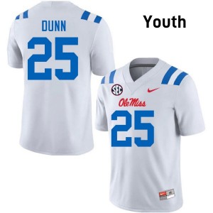 Maison Dunn Ole Mississippi Rebels Youth 2025 #25 College Football Jersey - White
