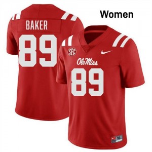 Mike Baker Ole Miss #89 Alumni College Football Women Jerseys - Red