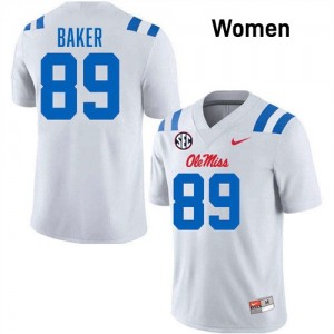 Mike Baker University of Mississippi University College Football Women #89 Jersey - White