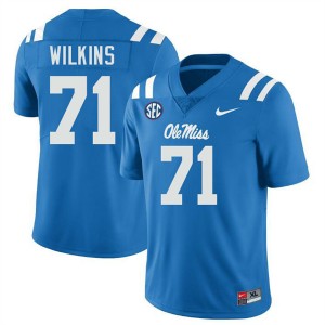 PJ Wilkins Ole Miss Men's University #71 College Football Jerseys - Powder Blue