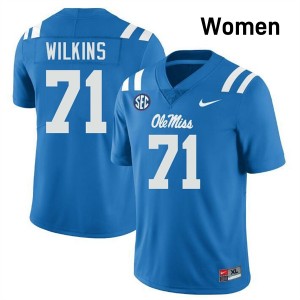 PJ Wilkins Ole Miss #71 College Football 2025-26 Women Jerseys - Powder Blue