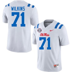 PJ Wilkins Ole Mississippi Men's College Football 2025 #71 Jerseys - White