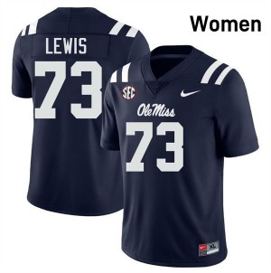 Percy Lewis Rebels College Football Women Official #73 Jersey - Navy