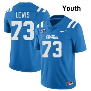 Percy Lewis University of Mississippi Youth College Football Embroidery #73 Jersey - Powder Blue