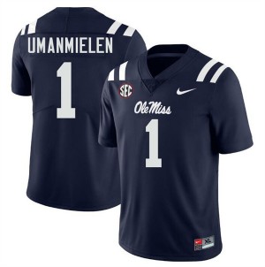 Princewill Umanmielen Ole Mississippi Rebels Men's College Football Embroidery #1 Jersey - Navy