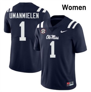 Princewill Umanmielen Rebels #1 College Football 2025 Women Jersey - Navy