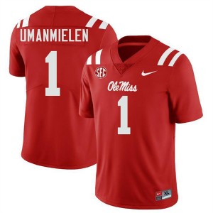 Princewill Umanmielen Ole Miss Men #1 College Football Game Jersey - Red