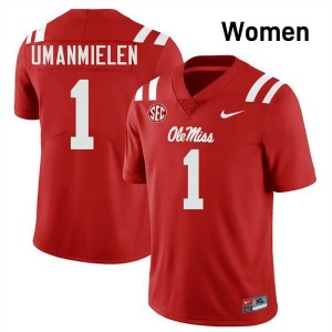 Princewill Umanmielen University of Mississippi Womens #1 College Football Player Jersey - Red
