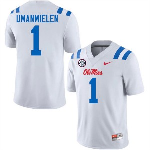 Princewill Umanmielen Ole Mississippi College Football Mens #1 2025 Jerseys - White