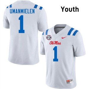 Princewill Umanmielen Rebels Official #1 Youth College Football Jerseys - White