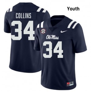Raymond Collins Ole Miss Rebels University #34 Youth College Football Jersey - Navy