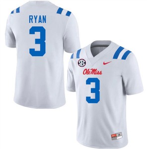 Sage Ryan Mississippi College Football Limited Men #3 Jerseys - White