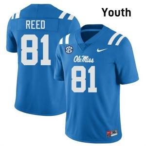 Samari Reed Ole Mississippi Game #81 Youth College Football Jerseys - Powder Blue