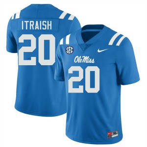 Shawqi Itraish Ole Mississippi Rebels Men's #20 College Football Official Jerseys - Powder Blue
