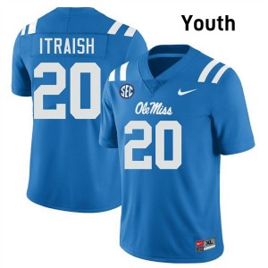 Shawqi Itraish Ole Miss Replica College Football #20 Youth Jerseys - Powder Blue