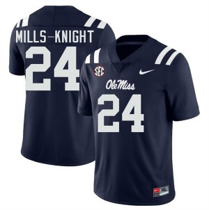 Shekai Mills-Knight Mississippi Replica College Football Men #24 Jerseys - Navy