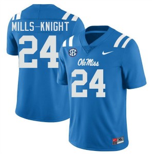 Shekai Mills-Knight Mississippi #24 College Football Official Men Jerseys - Powder Blue