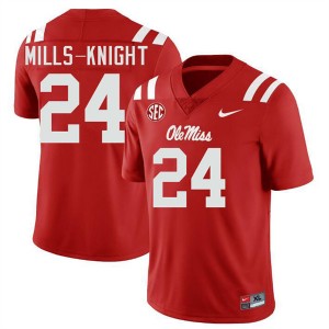 Shekai Mills-Knight University of Mississippi University College Football #24 Men's Jersey - Red