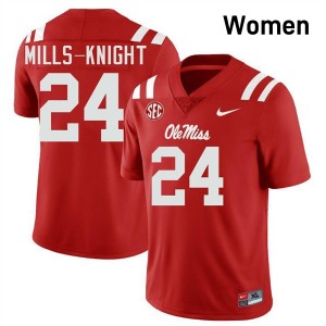 Shekai Mills-Knight Ole Miss High School College Football #24 Women Jerseys - Red