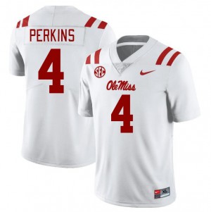 Suntarine Perkins University of Mississippi #4 College Football Embroidery Mens Jersey - White