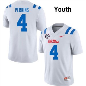 Suntarine Perkins Ole Mississippi Alumni College Football #4 Youth Jerseys - White
