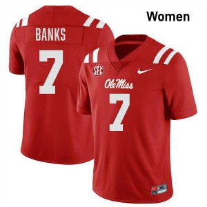 TJ Banks Ole Miss Rebels 2025-26 College Football #7 Womens Jersey - Red