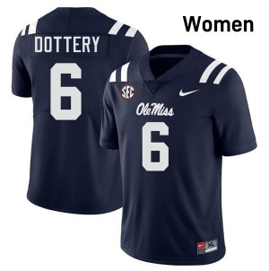 TJ Dottery Ole Miss Player #6 Women's College Football Jerseys - Navy