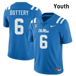 TJ Dottery Mississippi #6 High School Youth College Football Jerseys - Powder Blue