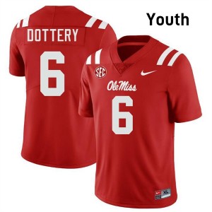 TJ Dottery Ole Miss Rebels College Football #6 University Youth Jerseys - Red