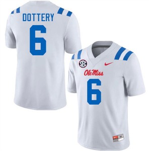 TJ Dottery Ole Miss Mens Stitched #6 College Football Jerseys - White