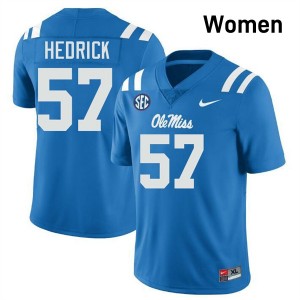 TJ Hedrick University of Mississippi Women's Stitched #57 College Football Jerseys - Powder Blue