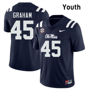Talib Graham Ole Mississippi 2025 #45 Youth College Football Jerseys - Navy