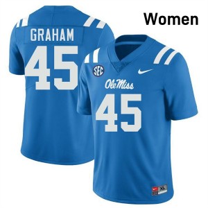 Talib Graham Rebels Game College Football Women #45 Jerseys - Powder Blue