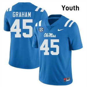 Talib Graham University of Mississippi Youth College Football #45 2025-26 Jersey - Powder Blue