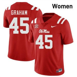 Talib Graham Ole Mississippi Rebels College Football #45 Women's Stitched Jersey - Red